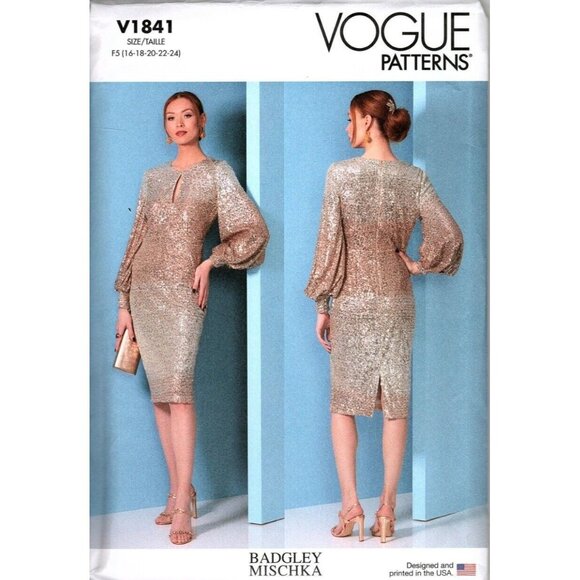Vogue V1841 Misses 16 to 24 Special Occasion Cocktail Dress Uncut Sewing Pattern - Picture 1 of 2
